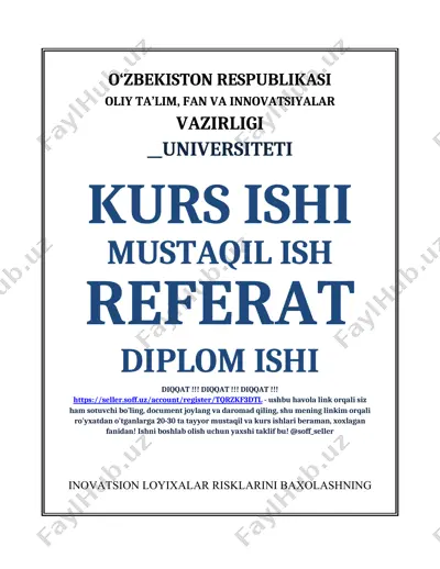 innovatsion loyihalarda risklarni baholash va boshqarish — DOCX