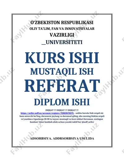 adsorbsiya. addrsorbsiya usulida moddalar yutilish darajalarini oʻrganish. kimyoviy reaksiyalarning tezligiga ta’sir etuvchi omillar — DOCX