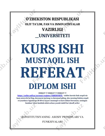 konstitutsiyaning asosiy prinsip va funksiyalari haqida mustaqil ish — DOCX