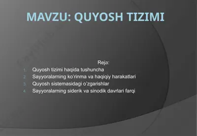 quyosh tizimi haqidagi taqdimot — PPTX
