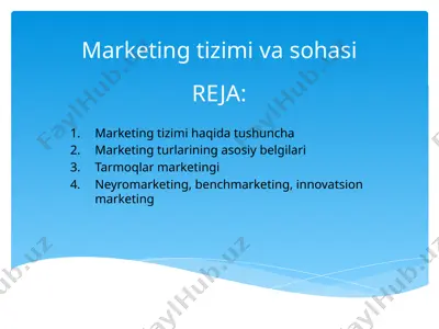 marketing tizimi va sohasi — PPTX