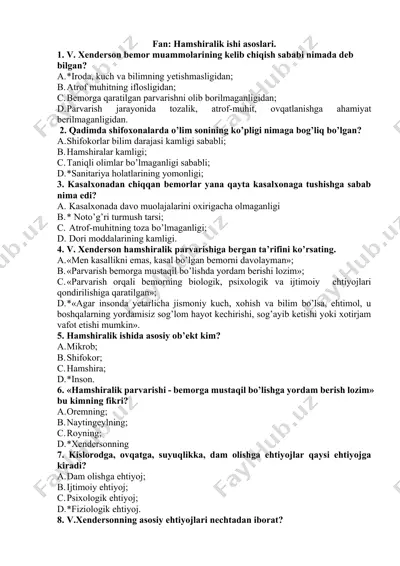 hamshiralik ishi asoslari — DOCX