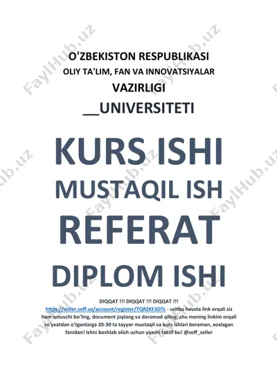 kimyoviy birikmalarning olinishi, tahlil usullari va ishlatilishi — DOCX