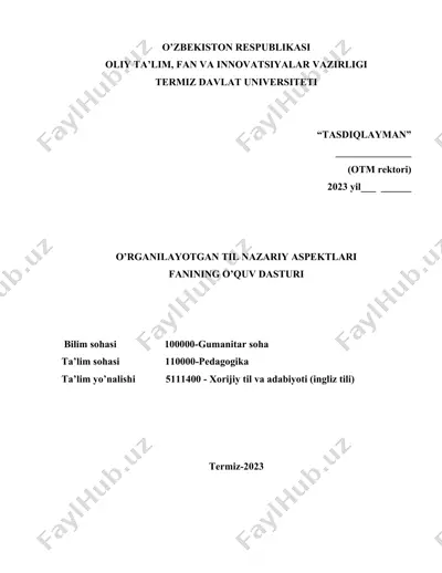 o‘rganilayotgan til nazariy aspektlari fanining o‘quv dasturi — DOCX