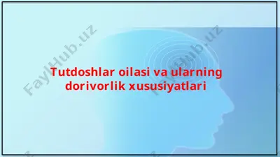 tutdoshlar oilasi va ularning dorivorlik xususiyatlari — PPTX