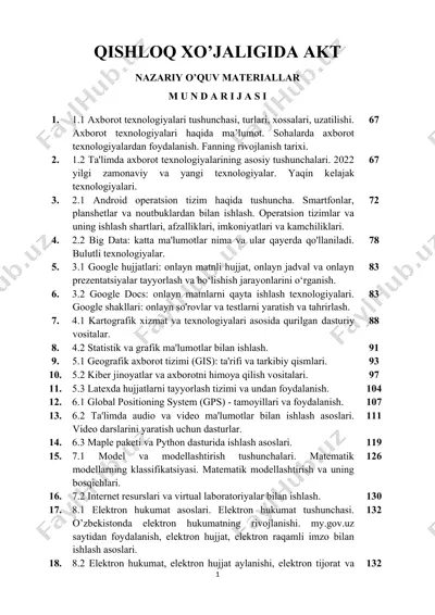qishloq xo‘jaligida axborot-kommunikatsiya texnologiyalari (akt) bo‘yicha nazariy o‘quv materiallari — DOCX