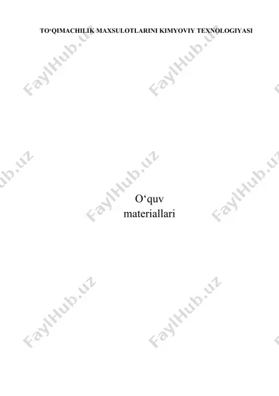 to‘qimachilik mahsulotlarini kimyoviy texnologiyasi — DOCX