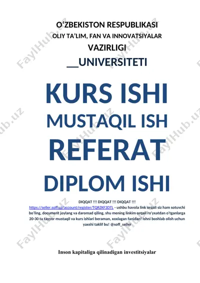 inson kapitaliga qilinadigan investitsiyalar — DOCX