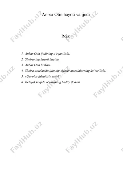 anbar otin hayoti va ijodi — DOC