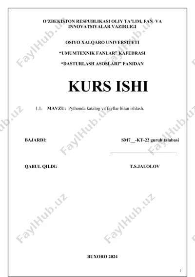 pythonda katalog va fayllar bilan ishlash — DOCX