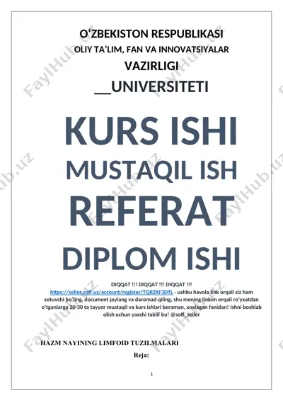 hazm nayining limfoid tuzilmalarining anatomiyasi va funktsiyalari — DOCX