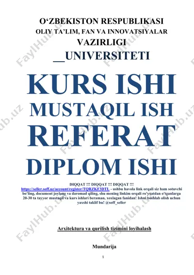 arxitektura va qurilish tizimini loyihalash — DOCX
