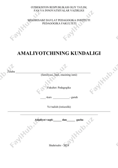 malakaviy pedagogik amaliyot kundaligi — DOCX
