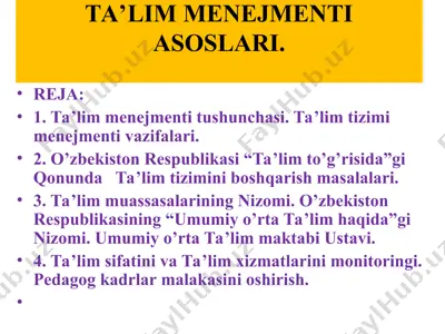 ta’lim menejmenti asoslari — PPT