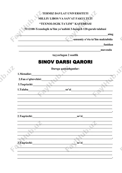 sinov darsi qarori — DOCX