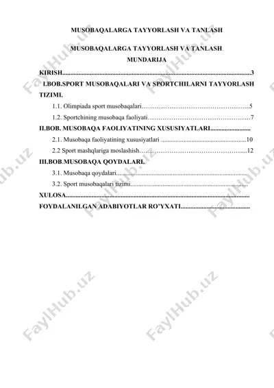 musobaqalarga tayyorlash va tanlash — DOCX