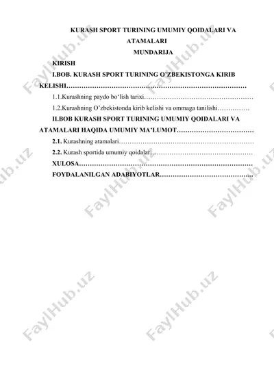 kurash sport turining umumiy qoidalari va atamalari — DOCX