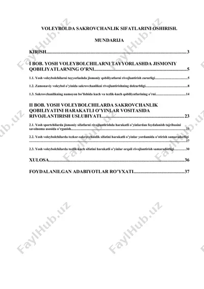 voleybolda sakrovchanlik sifatlarini oshirish — DOCX