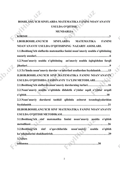 boshlang‘ich sinflarda matematika fanini noan’anaviy usulda o‘qitish — DOCX