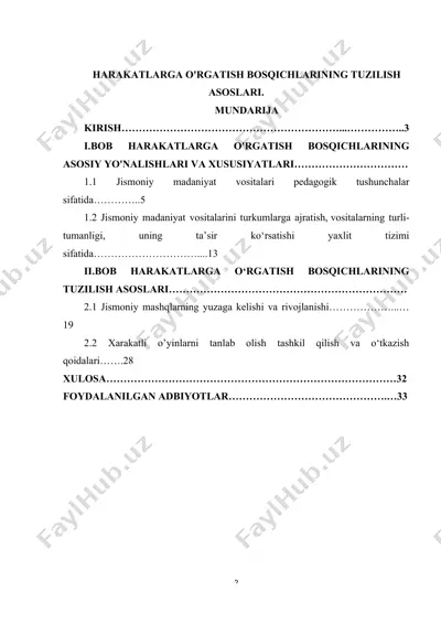 harakatlarga o'rgatish bosqichlarining tuzilish asoslari — DOCX