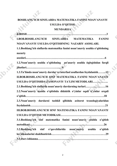 boshlang‘ich sinflarda matematika fanini noan’anaviy usulda o‘qitish — DOCX