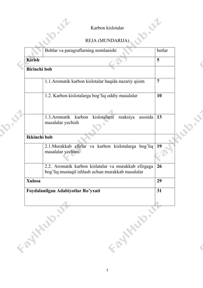 karbon kislotalar — DOCX