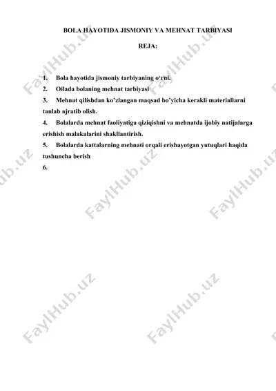 bola hayotida jismoniy va mehnat tarbiyasi — DOCX