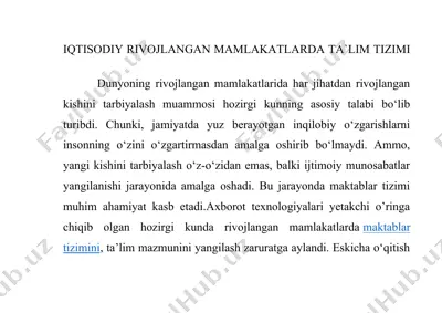 iqtisodiy rivojlangan mamlakatlarda ta`lim tizimi — DOCX