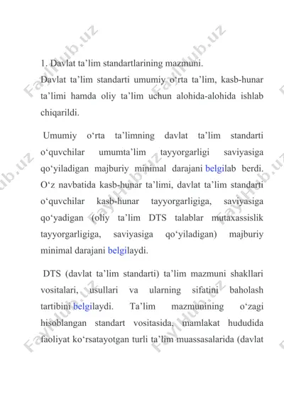 davlat ta’lim standartlari (dts) — DOCX
