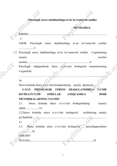 psixologik stress shakllanishiga ta’sir ko‘rsatuvchi omillar — DOCX