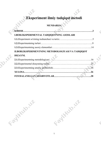 eksperiment ilmiy tadqiqot metodi — DOCX