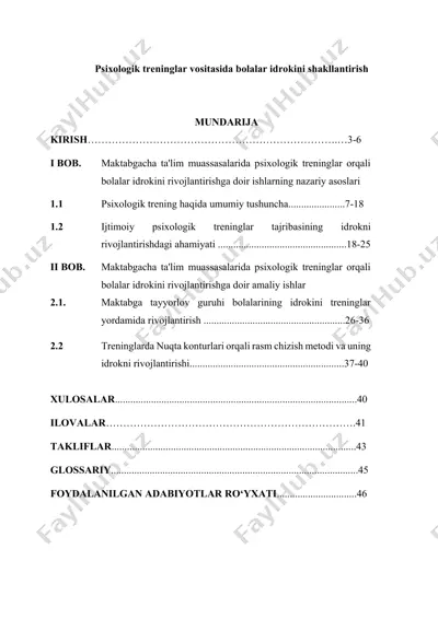 psixologik treninglar vositasida bolalar idrokini shakllantirish — DOCX