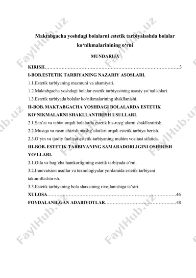 maktabgacha yoshdagi bolalarni estetik tarbiyalashda bolalar ko‘nikmalarining o‘rni — DOCX