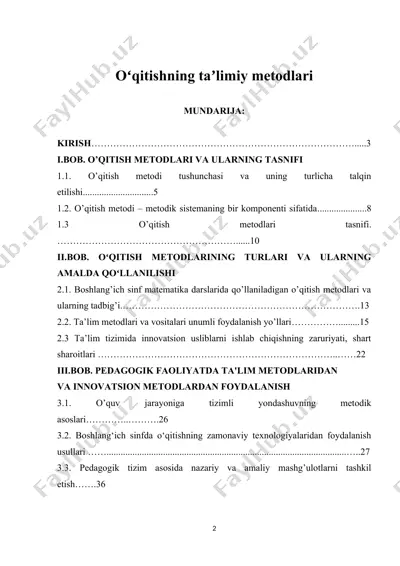 o'qitishning ta'limiy metodlari — DOCX