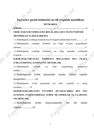 tayyorlov guruh bolalarini rus tili o'rgatish metodikasi — DOCX