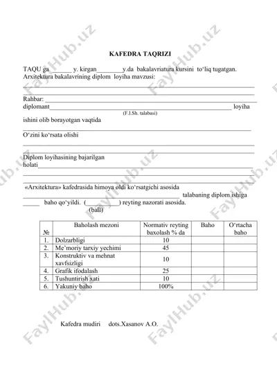 arxitektura bakalavr diplom loyihasi — DOCX