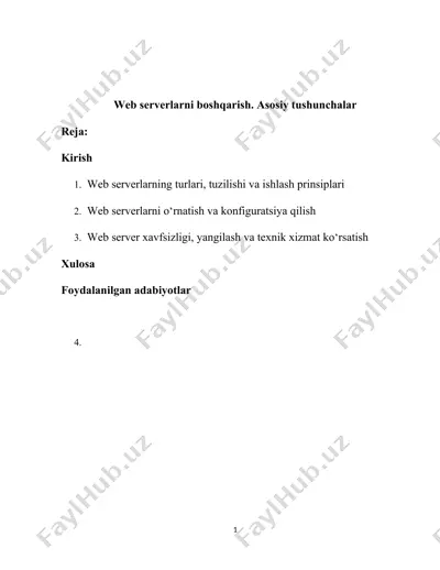 web serverlarni boshqarish. asosiy tushunchalar — DOCX