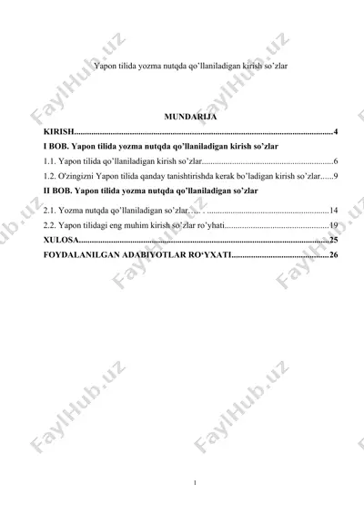 yapon tilida yozma nutqda qo’llaniladigan kirish so’zlar — DOCX