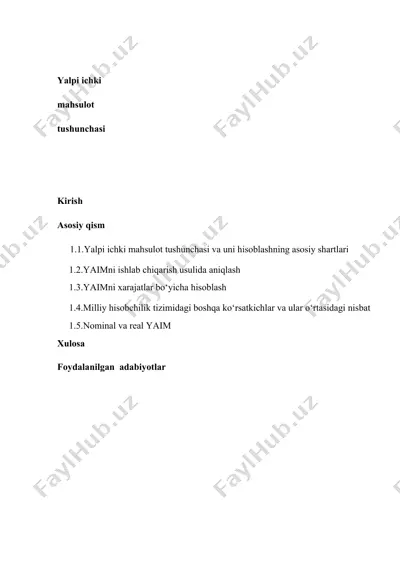 yalpi ichki mahsulot tushunchasi — DOCX