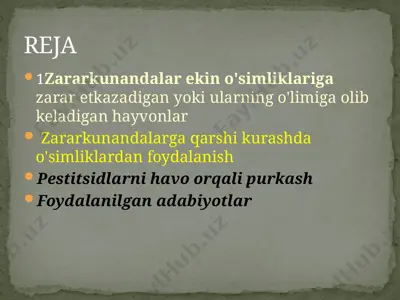 zararkunandalarga qarshi kurash — PPTX