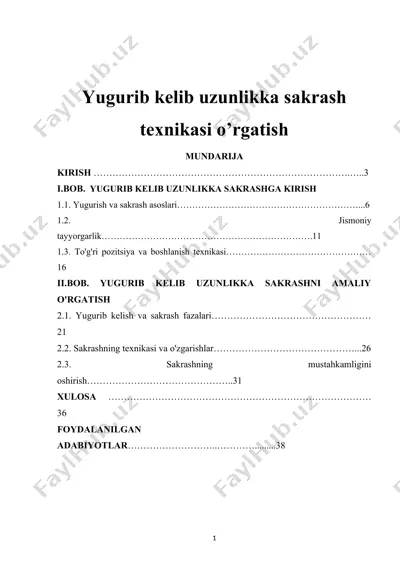 yugurib kelib uzunlikka sakrash texnikasi o‘rgatish — DOCX