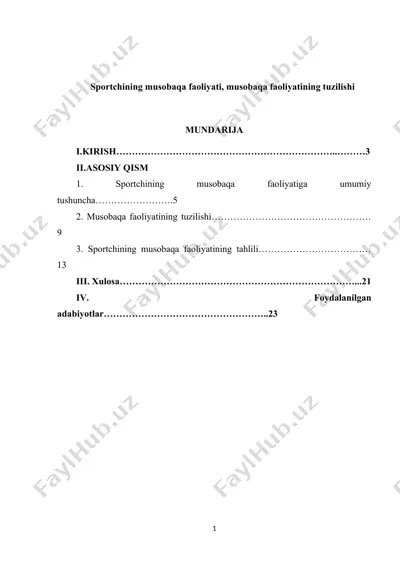 sportchining musobaqa faoliyati va musobaqa faoliyatining tuzilishi — DOCX