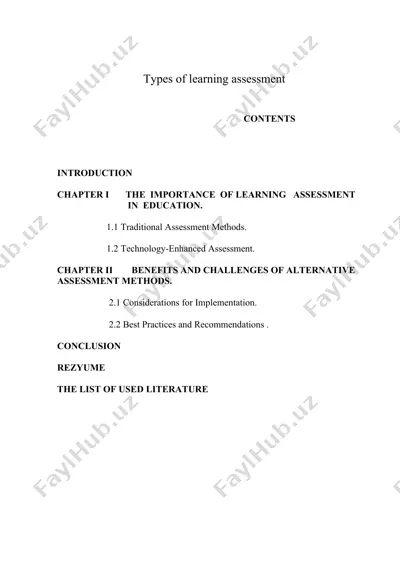 types of learning assessment — DOCX