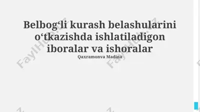 belbogʻli kurash belashularini oʻtkazishda ishlatiladigon iboralar va ishoralar — PPTX