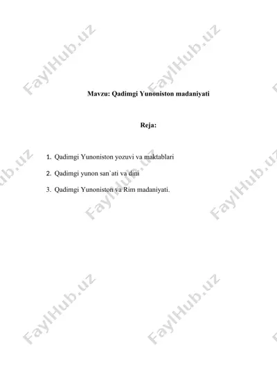 qadimgi yunoniston madaniyati — DOCX