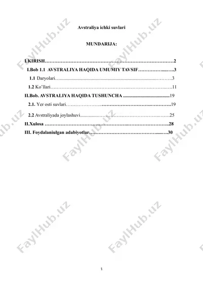 avstraliya ichki suvlari taqdimoti — DOCX