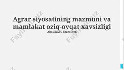 agrar siyosatining mazmuni va mamlakat oziq-ovqat xavsizligi — PPTX