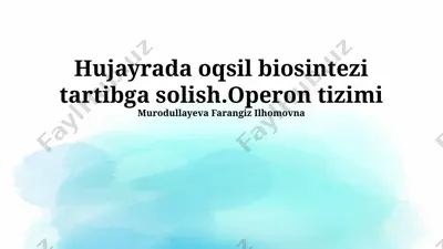 operon tizimi va hujayrada oqsil biosintezi regulyatsiyasi — PPTX