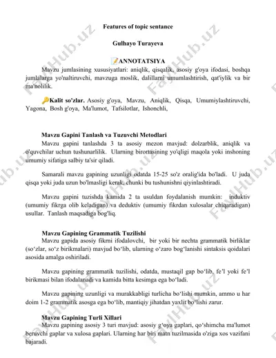 mavzu jumlasining xususiyatlari — DOCX