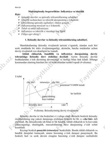 makroiqtisodiy beqarorliklar. inflyatsiya va ishsizlik — DOCX